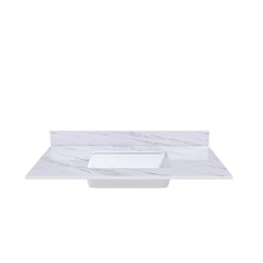 Bianco Carrara Venato Elegant Marble Vanity Top, Bathroom Vanity With Undermount Sink, Sintered Stone