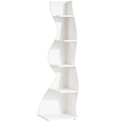 5 Tier Wavy Corner Bookshelf And Plant Stand For Living Room