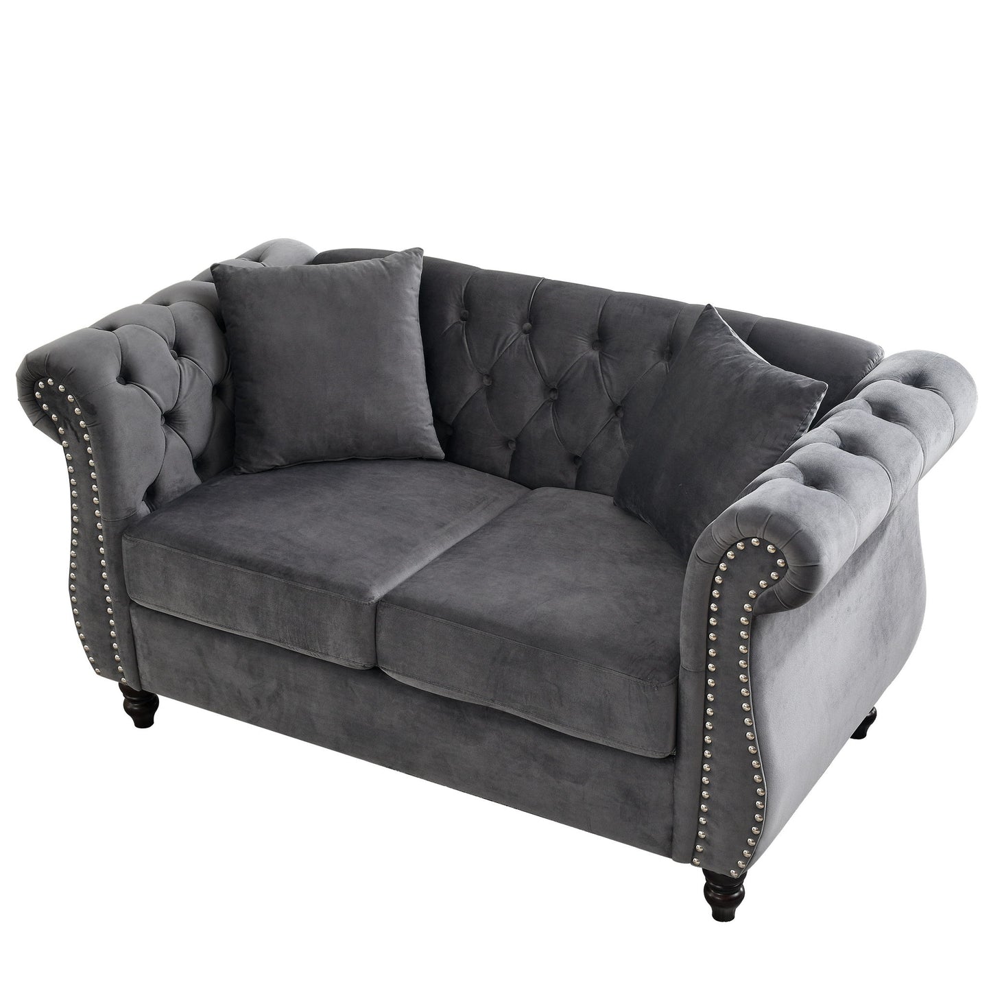 Chesterfield Sofa With Rolled Arms And Nailhead Trim
