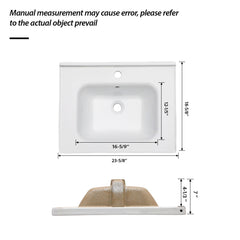 Rectangular Single Vanity Top With 1 Faucet Hole And Overflow Ceramic