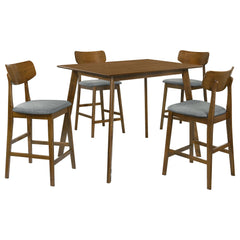Aston - 5 Piece Counter Height Dining Set With Bent Backs And Upholstered Seats - Walnut