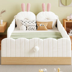 Platform Bed With Animal Pillows And Storage Bags