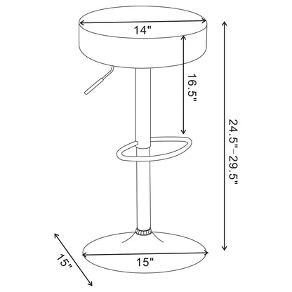 Adjustable Hydraulic Bar Stool With Base And Padded Seat - Black / Silver