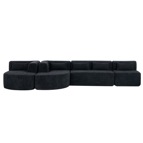 Upholstered Sofa Free Combined Sofa Couch With 2 Chaise Lounge And Five Back Pillows For Living Room