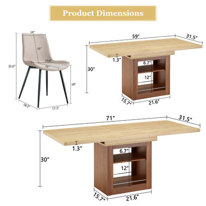 Comedor Extensible 6 Puestos - Madera y Sintético Gris 48 - 017