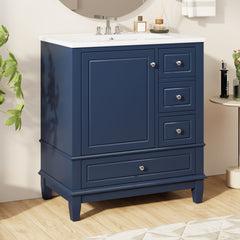 Freestanding Bathroom Vanity With Sink, Soft Close Door, 3 Drawers