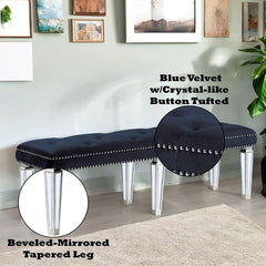 Varian - Bench - Dark Navy Velvet & Mirrored