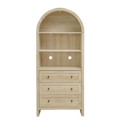 Arched Kitchen Pantry, Modern Farmhouse Wood Kitchen Storage Cabinets, Arched Storage Display Cabinet With Adjustable Shelves, Versatile Cupboard For Kitchen, Dining Room, Living Room - Natural