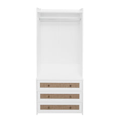 Wardrobe With 3 Drawers High Wardrobe Armoire With Rattan For Living Room Organizer - White