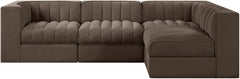 Rummi - Velvet Performance Fabric Upholstered 4 Piece Modular Sectional