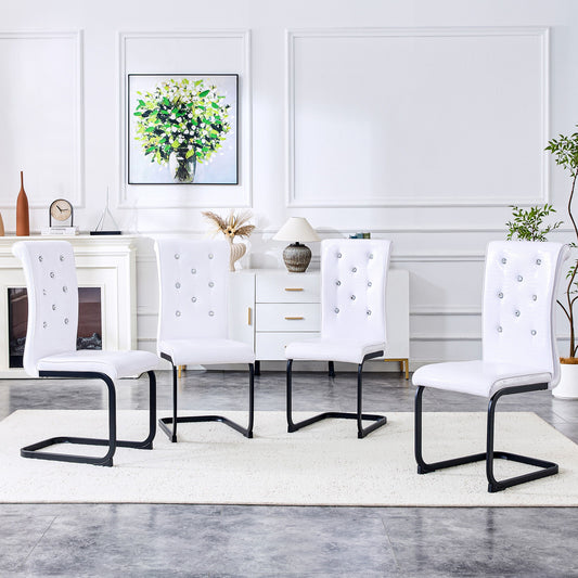 Alligator Skin Upholstered Dining Chairs (Set of 4) - White / Black