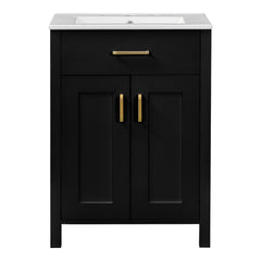 Bathroom Vanity Combo With Ceramic Sink, Luxurious Space-Saving Vanity, 2 Soft Close Doors