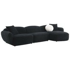 Lucifer - Sectional Sofa With 3 Pillows - Black Shimmer Chenille