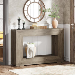 Narrow Entryway Storage Console Table With Open Shelf