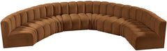 Arc - Velvet 8 Piece U-Shaped Modular Sofa - Saddle