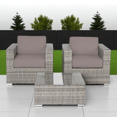 Wicker Seating Group Set With Table And Cushions