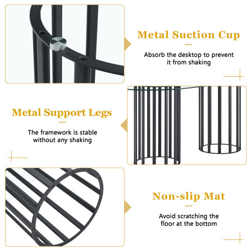 Comedor Ovalado de Vidrio Templado 6 Puestos - Metal y Sintético Gris 48 - 018