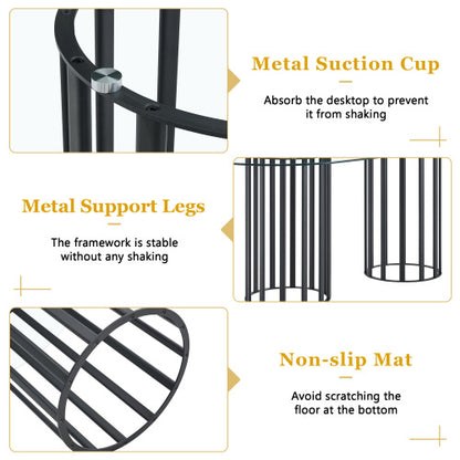 Comedor Ovalado de Vidrio Templado 6 Puestos - Metal y Sintético Gris 48 - 018