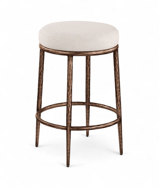 Ferro - Upholstered Backless Counter Stool With Brushed Bronze Base