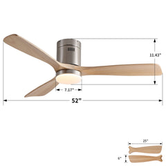Low Profile Flush Mount Intergrated LED Ceiling Fan With Light And Silent Reversible Motor