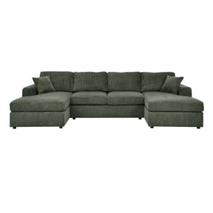 3 Piece Corduroy Double Chaise Sectional Sofa
