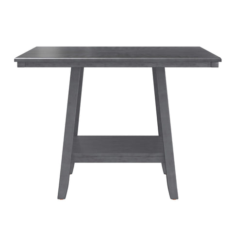 Counter Height Dining Table With Tapered Base And Lazy Susan - Gray