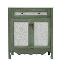 Bathroom Vanity With Rectangle Sink, Tip Out Tray - Antique Blue Green