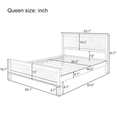 Mid-Century Platform Bed With Headboard And Slat Support, No Box Spring Needed