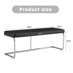 Shoe Changing Bench With Silver Metal Legs For Versatile Use - Black