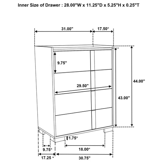 Lincoln - 4 Drawer Chest Of Drawers - Natural