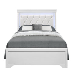 Shaker - 5 Pieces Bedroom Set With Crystal Inspired Tufted Headboard And LED Lighting