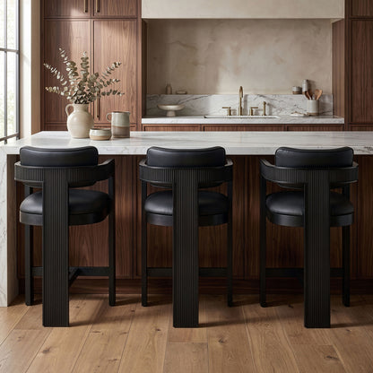 Sacha - Vegan Leather Upholstered Counter Stool With Black Base