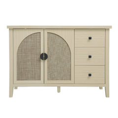 Rattan 2 Door 3 Drawer Cabinet, Suitable For Bedroom - Natural