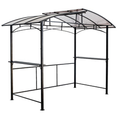 Grill Gazebo 8X5Ft, Outdoor Patio Canopy, Bbq Shelter With Steel Hardtop And Side Shelves - Black