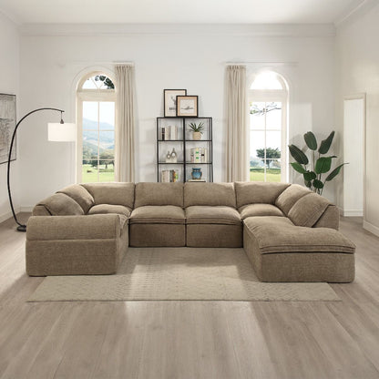 Almano - Modular Armless Chair - Light Brown Chenille