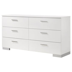 Dulcey - 6 Drawer Dresser With Accents, Bedroom Storage - Gloss White