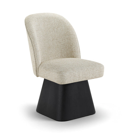 Marlowe - Linen Textured Fabric Upholstered Swivel Dining Side Chair - Stained Black