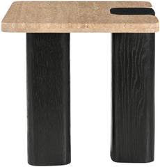 Ravenna - Genuine Travertine Top And Oak Wood Base Table