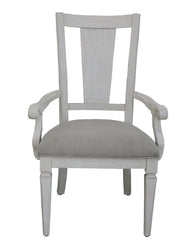 Katia - Arm Chair (Set of 2) - Light Gray Linen & Weathered White