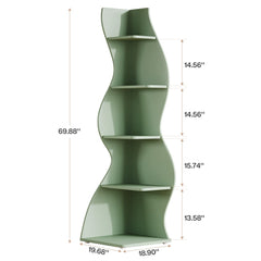5 Tier Wavy Corner Bookshelf And Plant Stand For Living Room