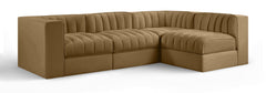 Rummi - Velvet Performance Fabric Upholstered 4 Piece Modular Sectional