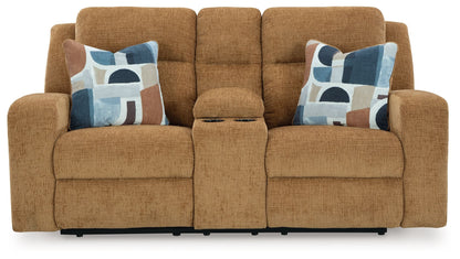 Kanlow - Dbl Reclining Loveseat With Console - Honey