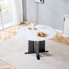Round Dining Table With Cross Base, Modern Home Furniture