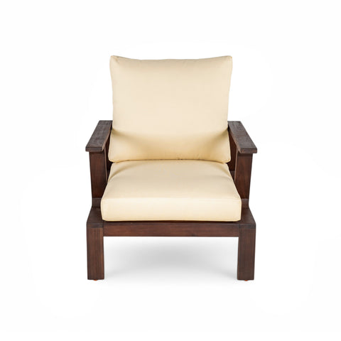 Outdoor Accent Lounge Chair For Patios - Beige / Dark Brown