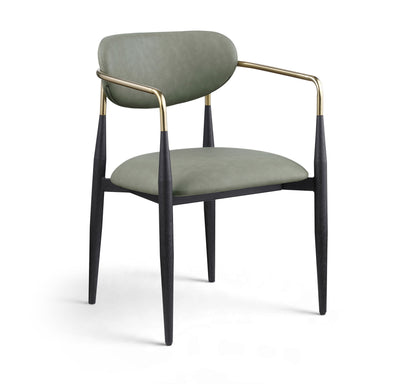 Ronda - Vegan Leather Upholstered Dining Arm Chair - Black Legs
