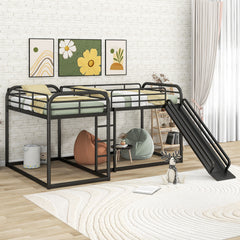L Shaped Bunk Bed With Slide And Short Ladder