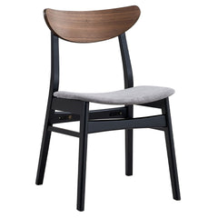 Rebi - Side Chair (Set of 2) - Gray Linen, Walnut & Black
