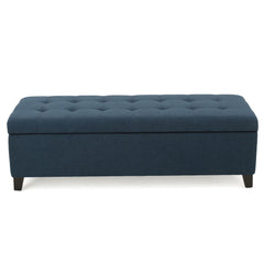 Nebulous - Fabric Upholstered Ottoman With Storage And Diamond Tufted Seat - Navy Blue