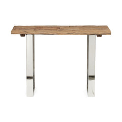Rustic Glam Console Table With Reclaimed Wood And Iron Frame - Natural