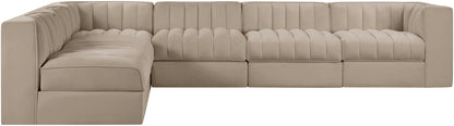 Rummi - Velvet Performance Fabric Upholstered 6 Piece Modular Sectional